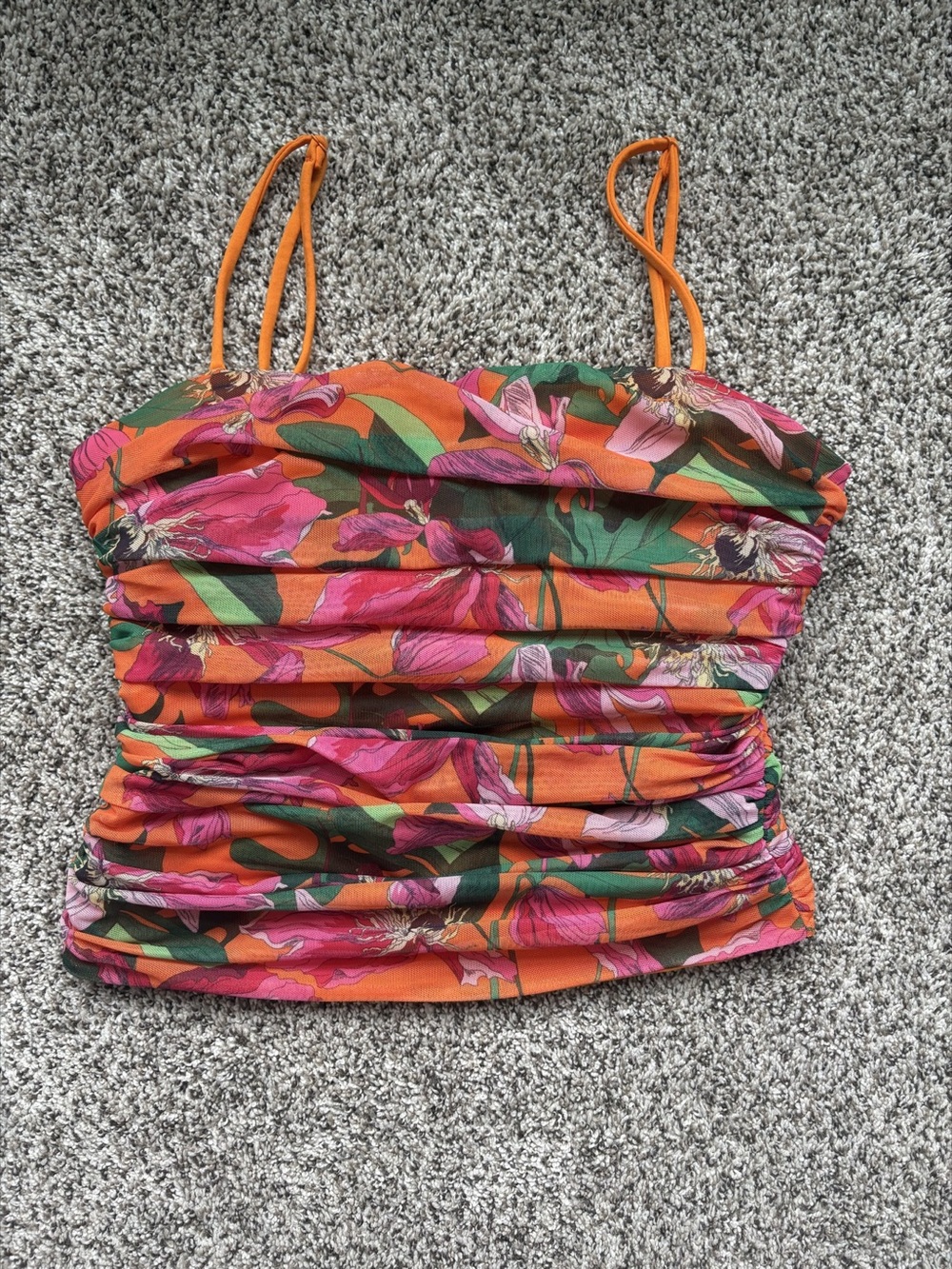 Express Floral Orange & Pink Top